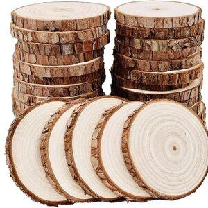 Unfinished Natural Wood Slices 30 Pcs 3.5-4 inch Craft Wood kit Circles Crafts C